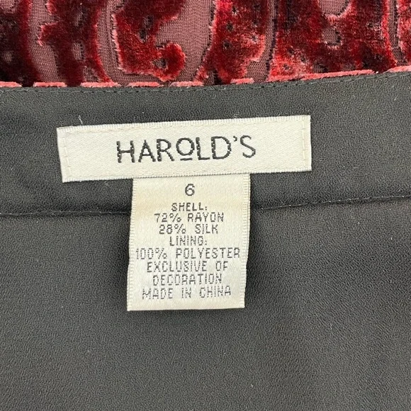 Harold's Burgundy Velvet A-Line Skirt - Picture 5 of 5
